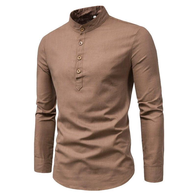 LAURENT MONACO | CHEMISE À COL MONTANT ET DEMI-PATTE DE BOUTONNAGE POUR HOMMES