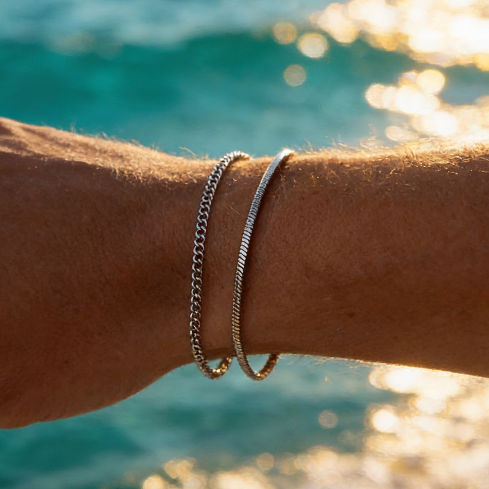 LAURENT MONACO | PAREAU DE BRACELETS À CHAÎNE FINE POUR HOMMES