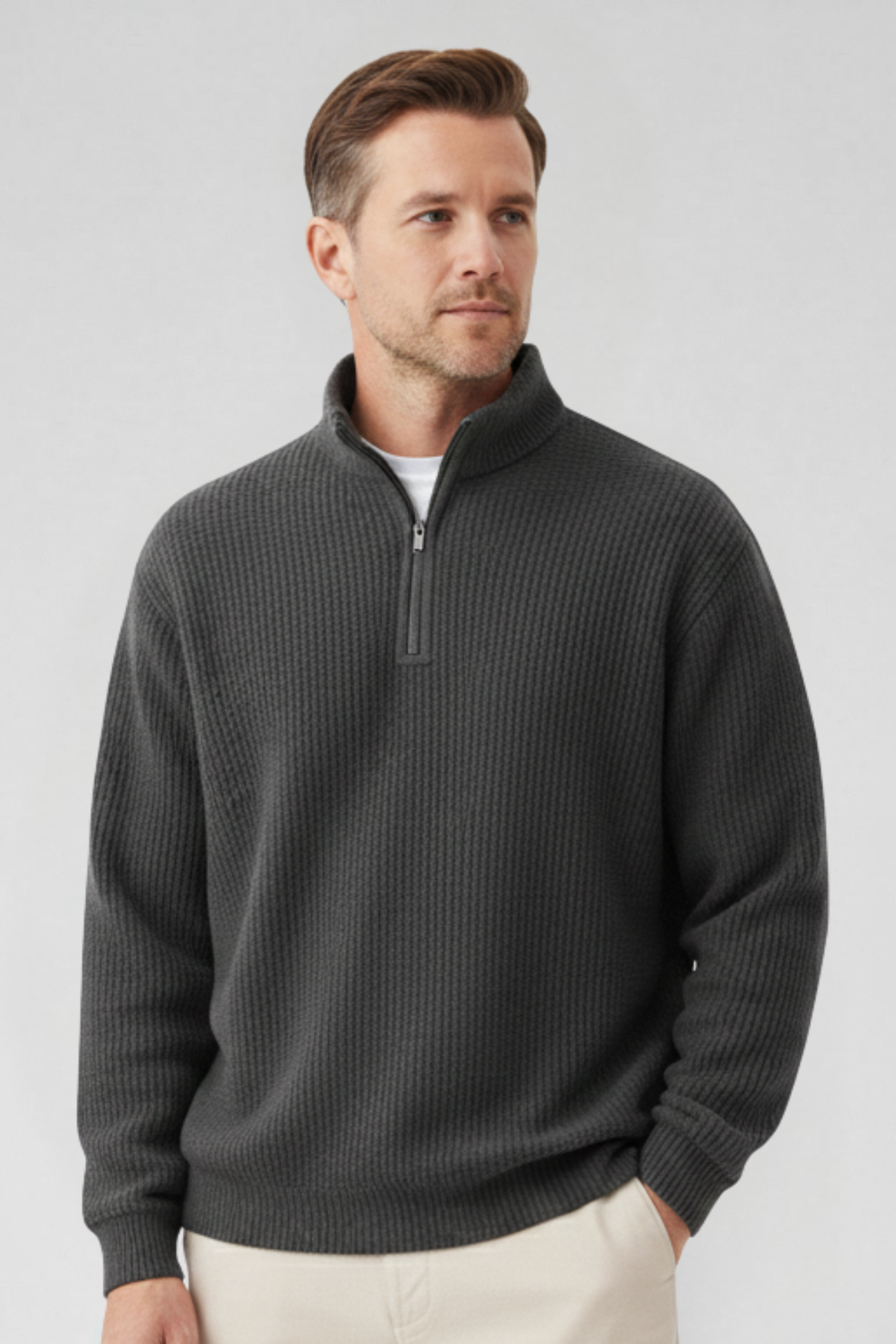 LAURENT MONACO | PULL EN MAILLE À COL ZIPPÉ POUR HOMME