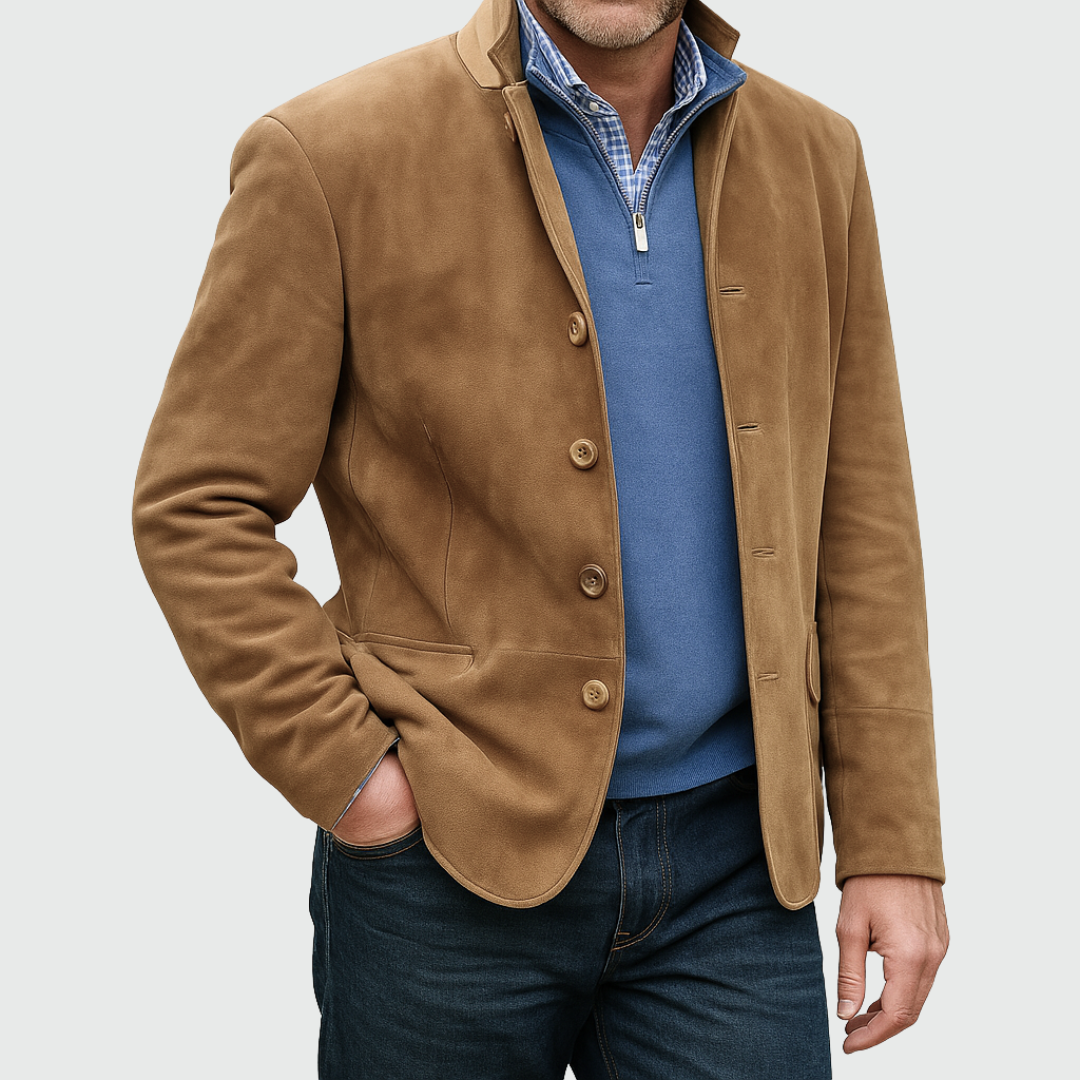 LAURENT MONACO | VESTE EN DAIM À BOUTONS POUR HOMMES