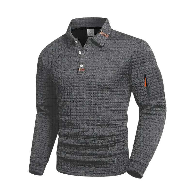 LAURENT MONACO | POLO À MANCHES LONGUES EN TISSU GAUFFRÉ POUR HOMMES