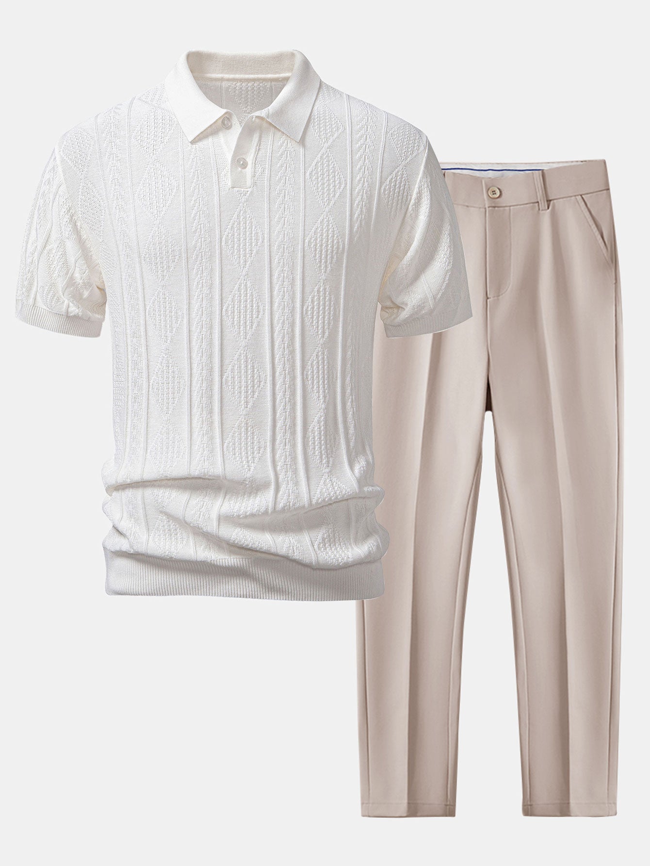 POLO EN JACQUARD GÉOMÉTRIQUE & PANTALON SLIM FIT FUSSELÉ