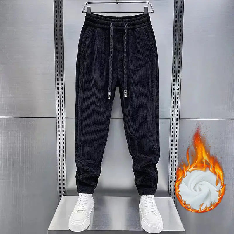 LAURENT MONACO | PANTALON DE JOGGING DÉCONTRACTÉ EN VELOURS CÔTELÉ ET POLAIRE