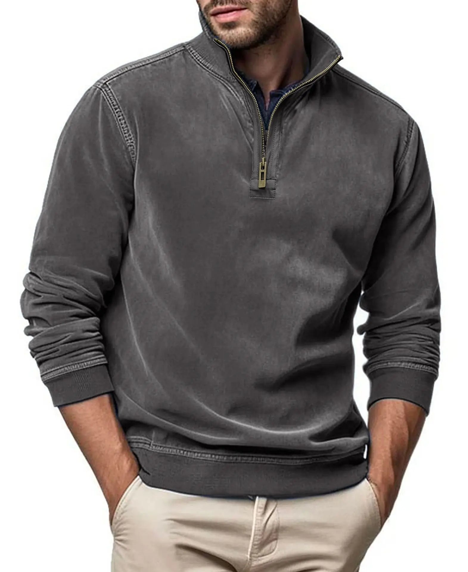 LAURENT MONACO | PULL EN MAILLE À DEMI-FERMETURE ÉCLAIR POUR HOMMES