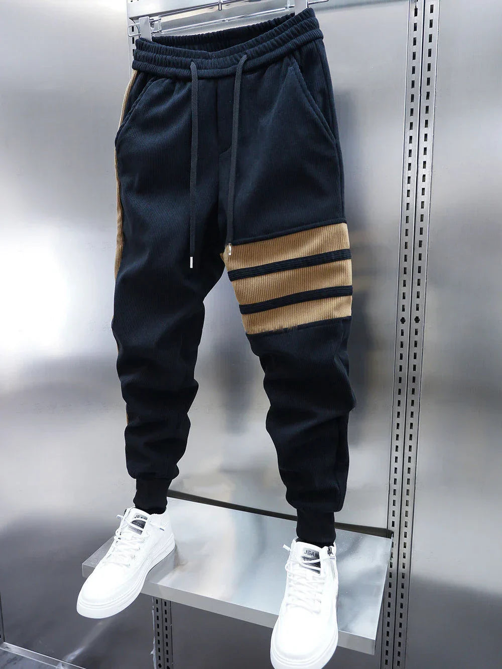 LAURENT MONACO | PANTALON DÉCONTRACTÉ À RAYURES PATCHWORK