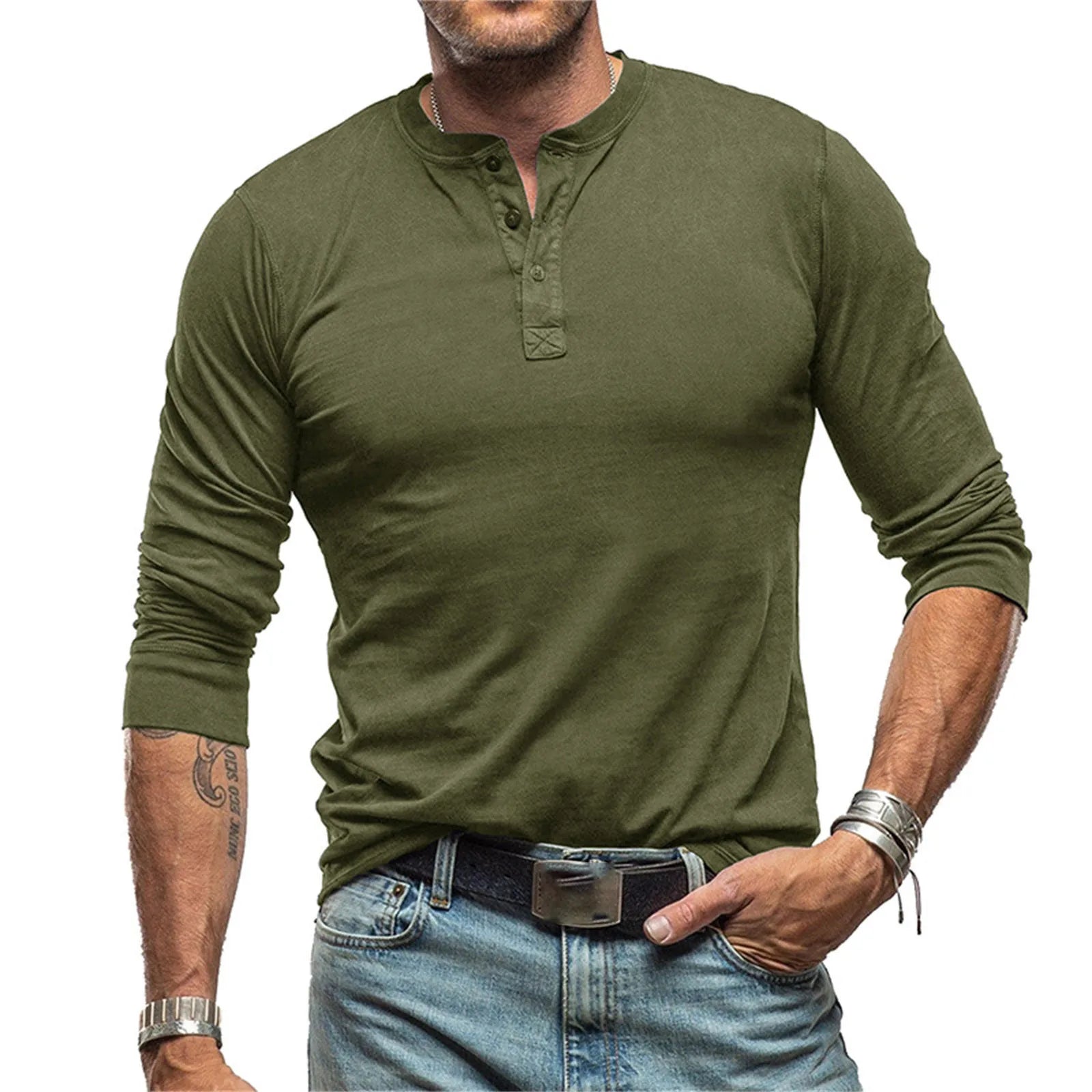 LAURENT MONACO | T-SHIRT HENLEY À MANCHES LONGUES COUPE AJUSTÉE POUR HOMME