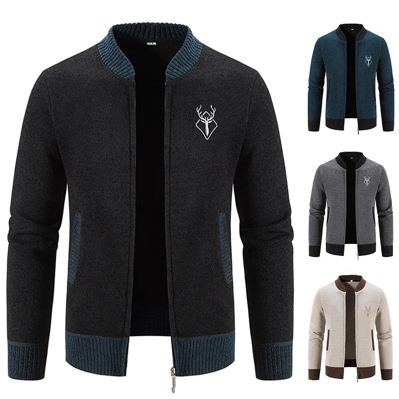 LAURENT MONACO | GILET EN MAILLE AVEC MOTIF DE CERF POUR HOMMES