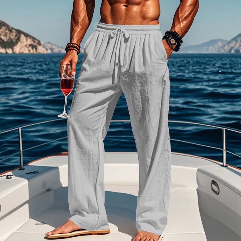 LAURENT MONACO | PANTALON LIN AZUR POUR HOMME