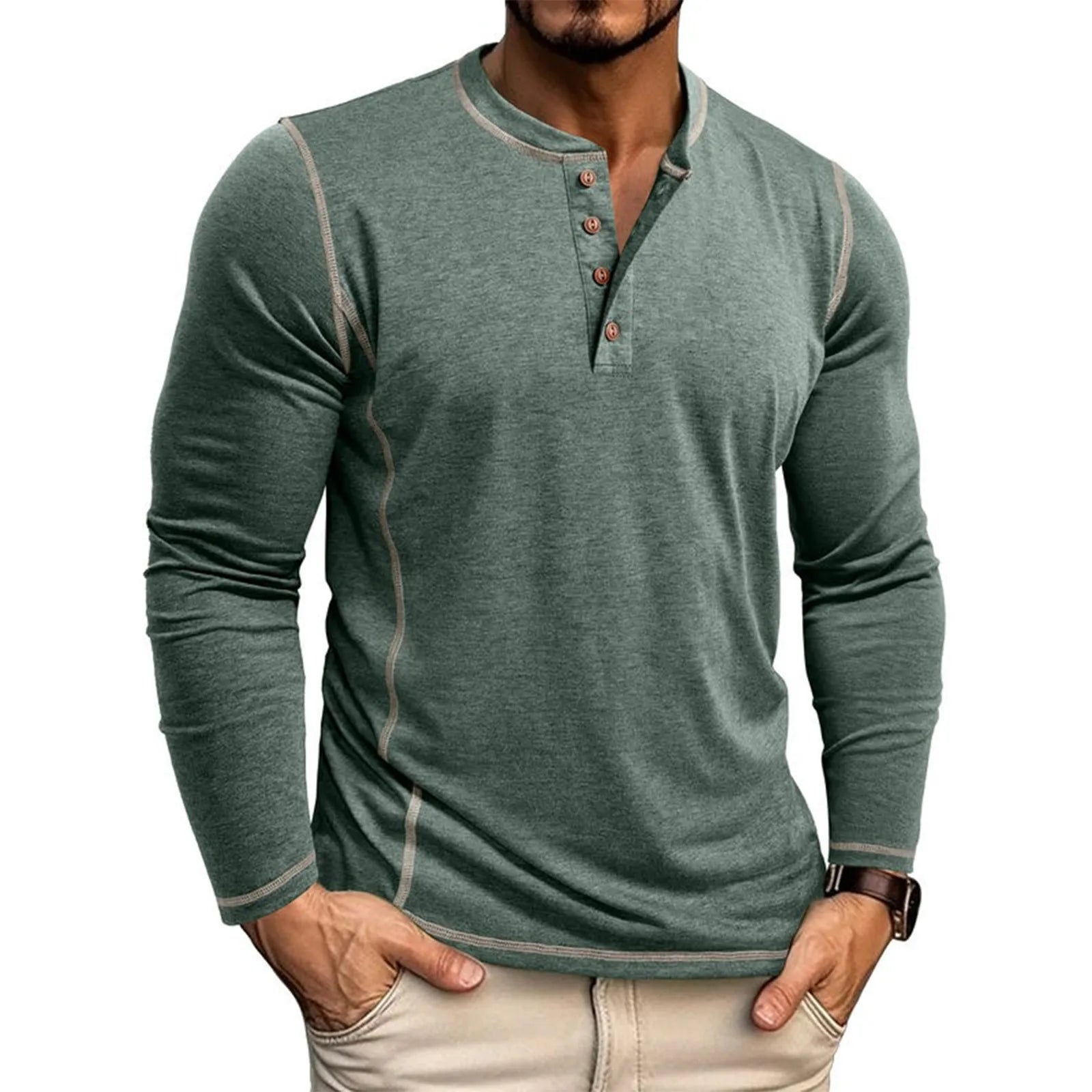 LAURENT MONACO | T-SHIRT À MANCHES LONGUES DÉCONTRACTÉ POUR HOMMES