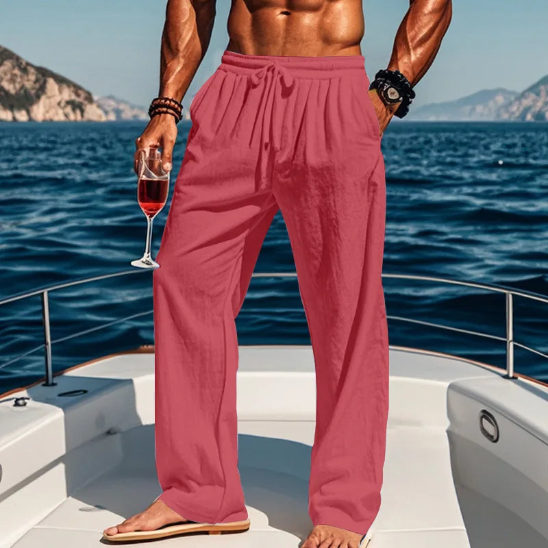 LAURENT MONACO | PANTALON LIN AZUR POUR HOMME