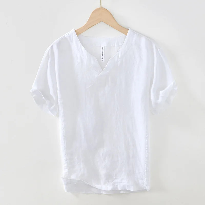 LAURENT MONACO | CHEMISE EN LIN À MANCHES COURTES À COUPE DÉTENDU POUR HOMME