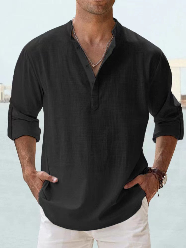 LAURENT MONACO | CHEMISE MINIMALISTE À COL MANDARIN POUR HOMME