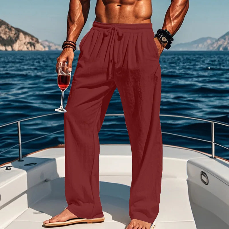 LAURENT MONACO | PANTALON LIN AZUR POUR HOMME