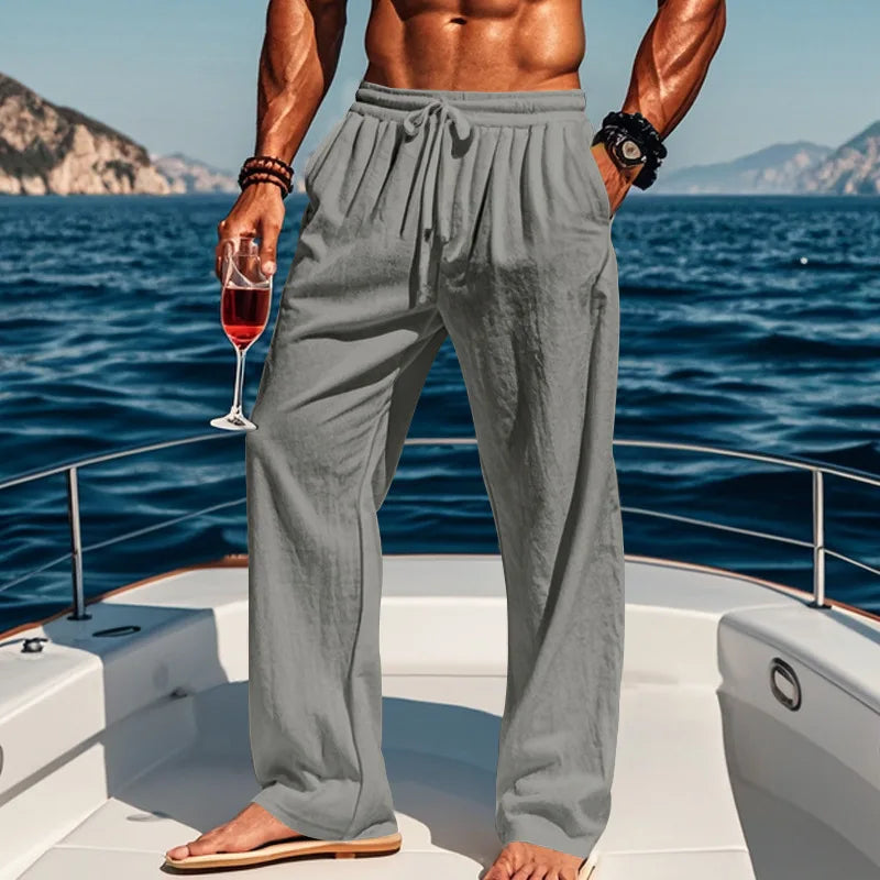 LAURENT MONACO | PANTALON LIN AZUR POUR HOMME