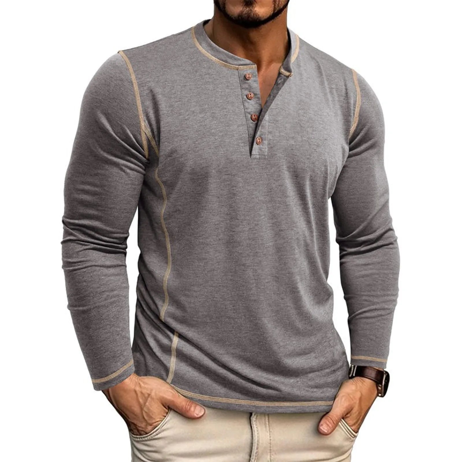 LAURENT MONACO | T-SHIRT À MANCHES LONGUES DÉCONTRACTÉ POUR HOMMES