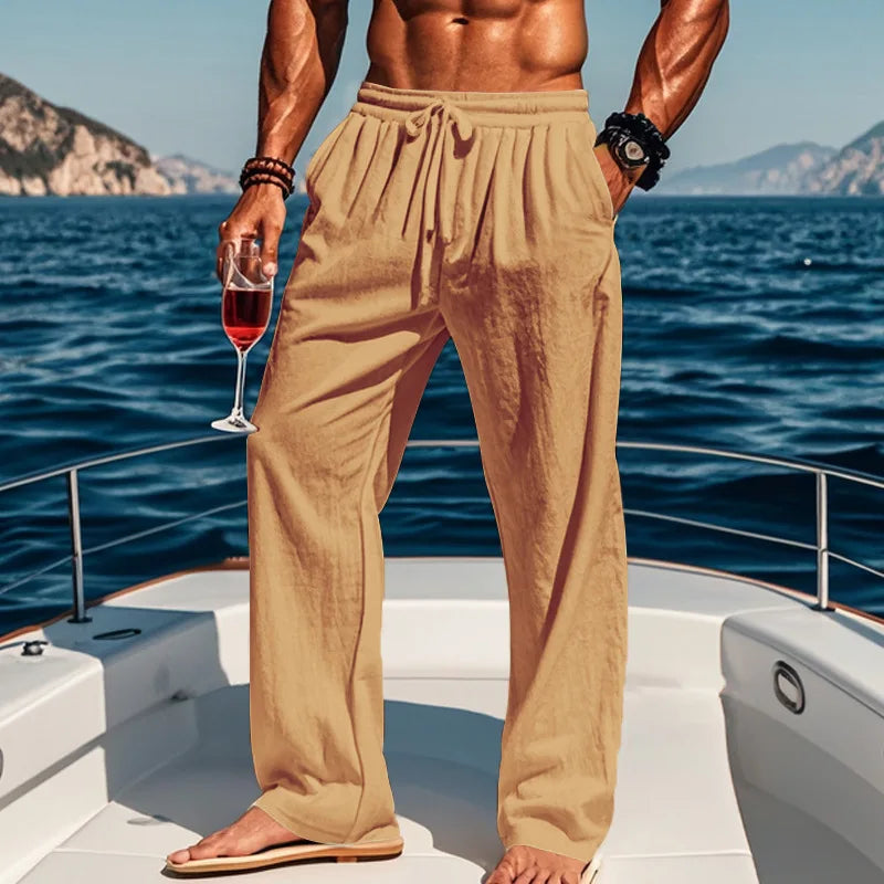 LAURENT MONACO | PANTALON LIN AZUR POUR HOMME
