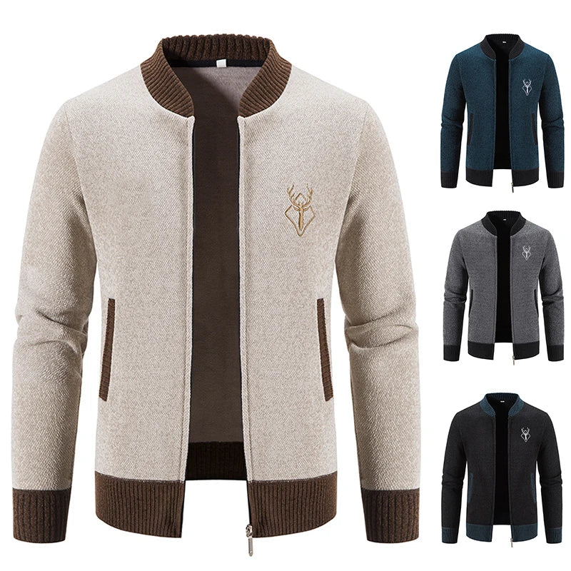 LAURENT MONACO | GILET EN MAILLE AVEC MOTIF DE CERF POUR HOMMES