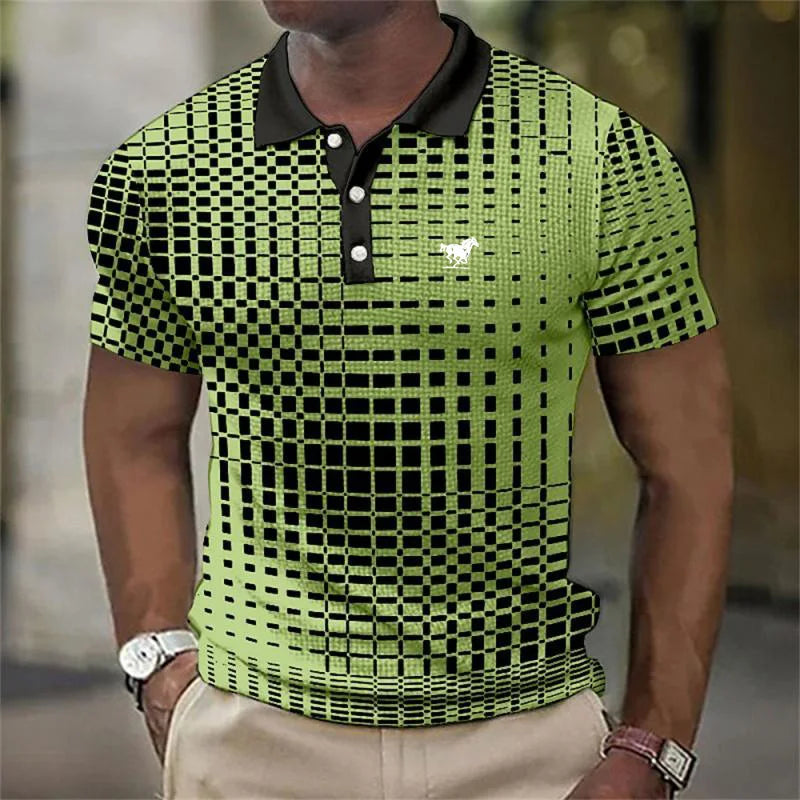 LAURENT MONACO | POLO MODERNE À IMPRIMÉ GÉOMÉTRIQUE POUR HOMMES