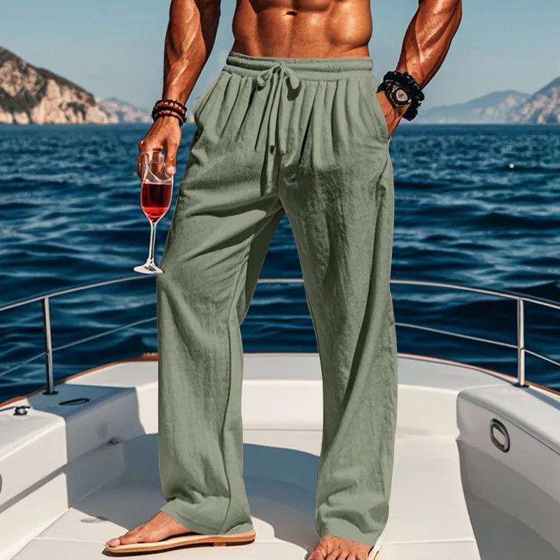 LAURENT MONACO | PANTALON LIN AZUR POUR HOMME
