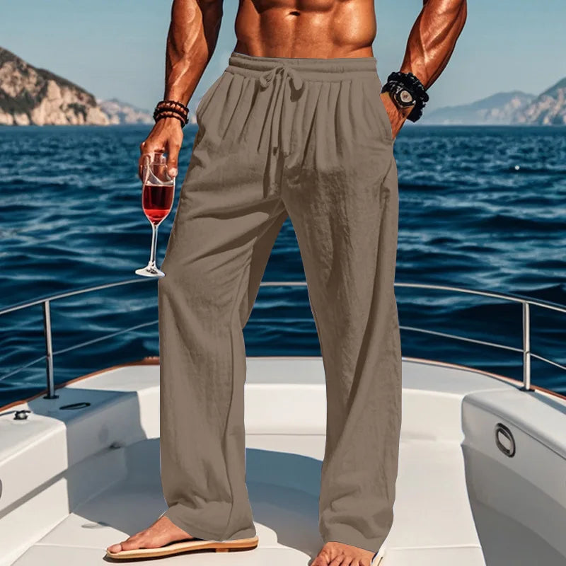 LAURENT MONACO | PANTALON LIN AZUR POUR HOMME