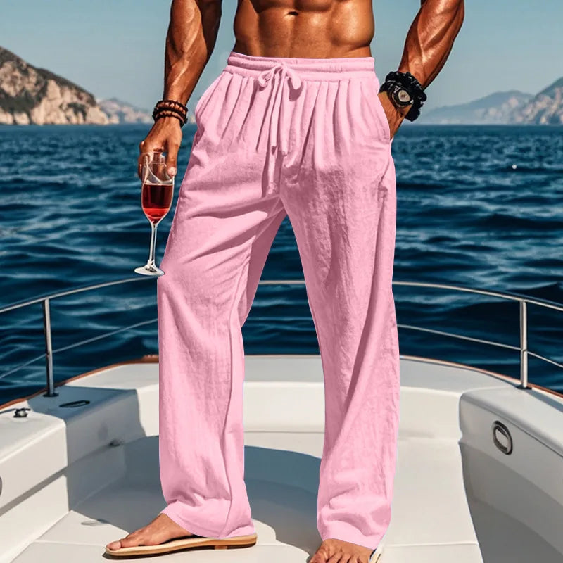 LAURENT MONACO | PANTALON LIN AZUR POUR HOMME