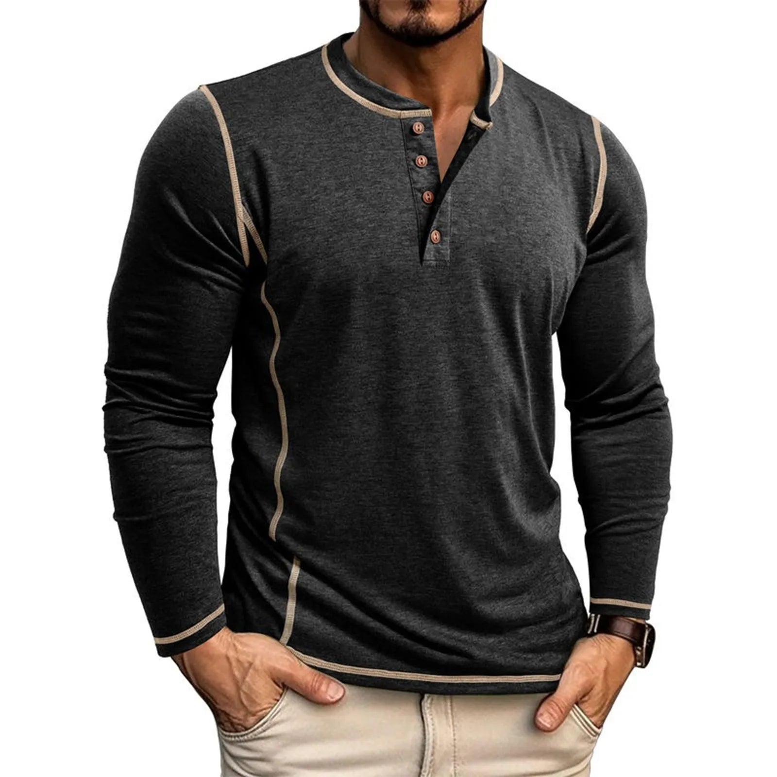 LAURENT MONACO | T-SHIRT À MANCHES LONGUES DÉCONTRACTÉ POUR HOMMES