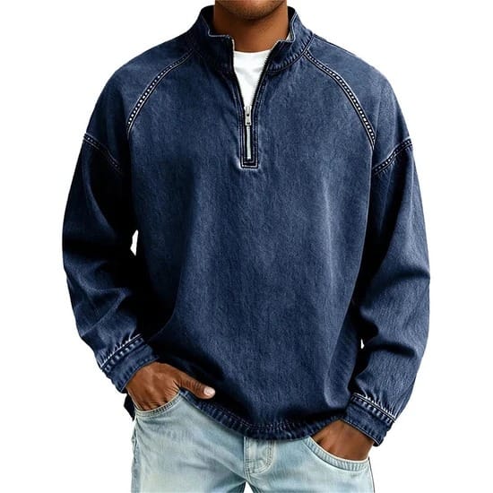 LAURENT MONACO | T-SHIRT VINTAGE À QUART DE FERMETURE ÉCLAIR POUR HOMMES