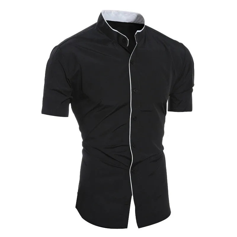 LAURENT MONACO | CHEMISE À MANCHES COURTES COL MONTANT POUR HOMME