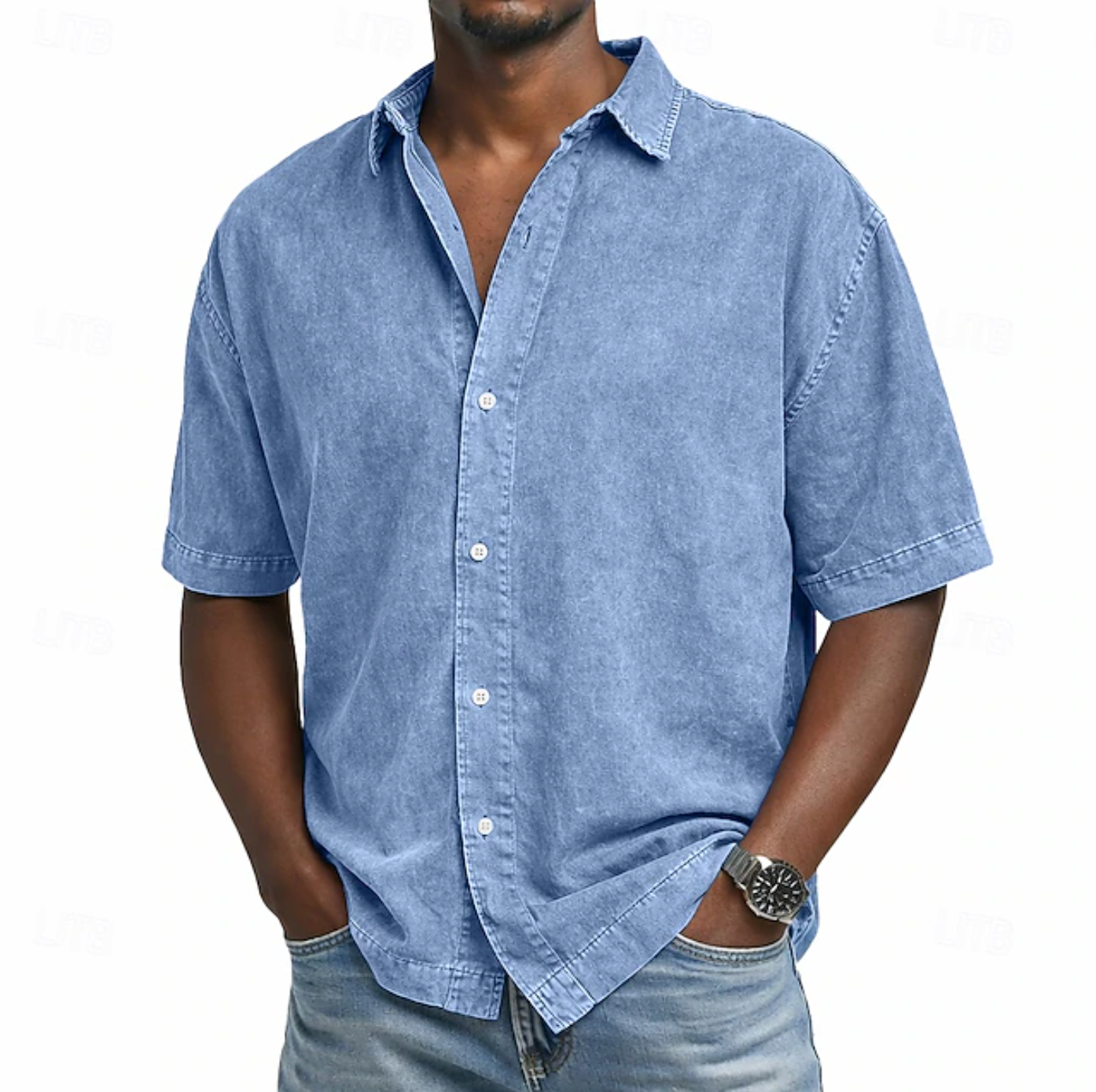 LAURENT MONACO | CHEMISE EN COTON À EFFET ACIDE POUR HOMMES