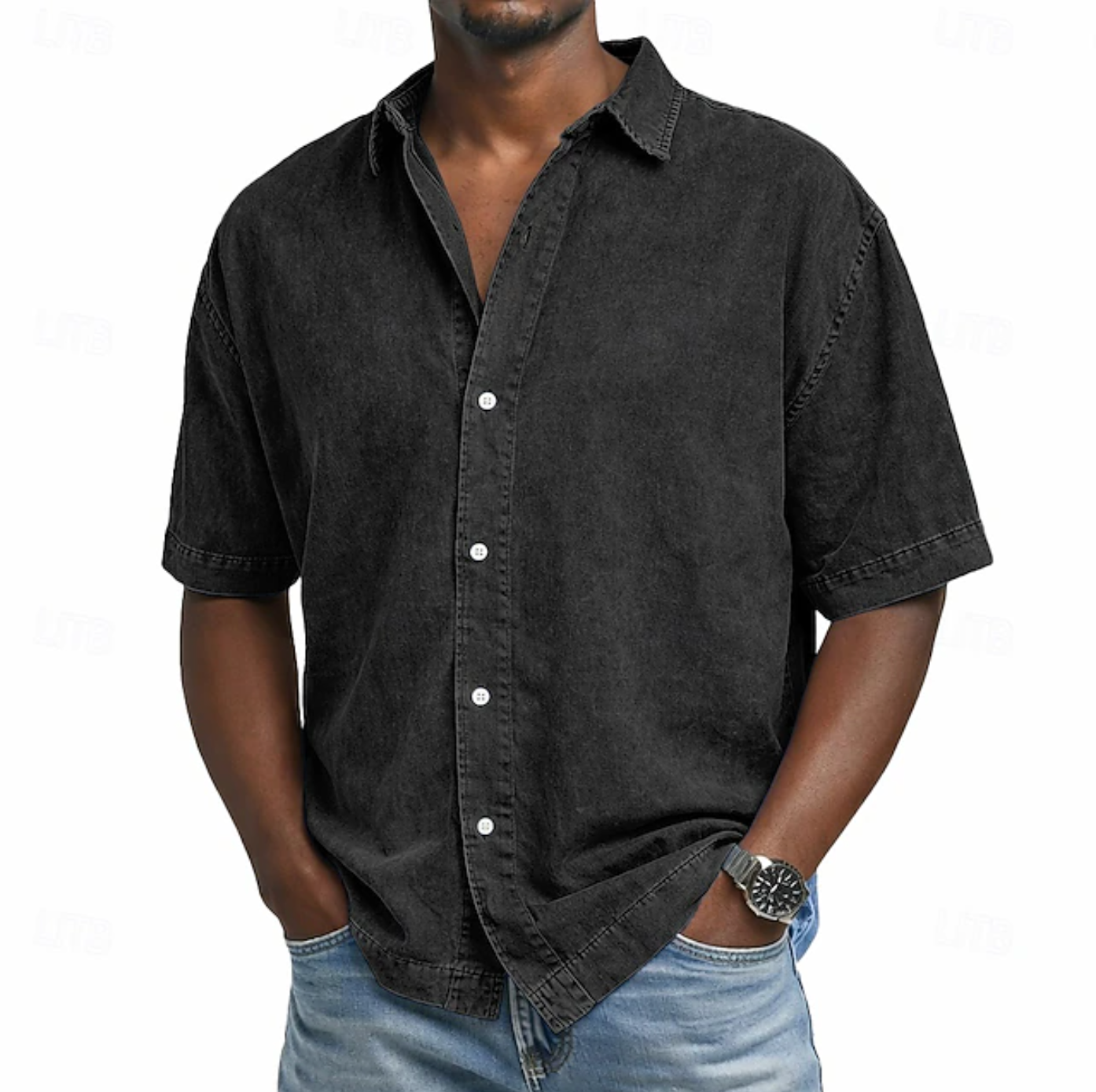 LAURENT MONACO | CHEMISE EN COTON À EFFET ACIDE POUR HOMMES