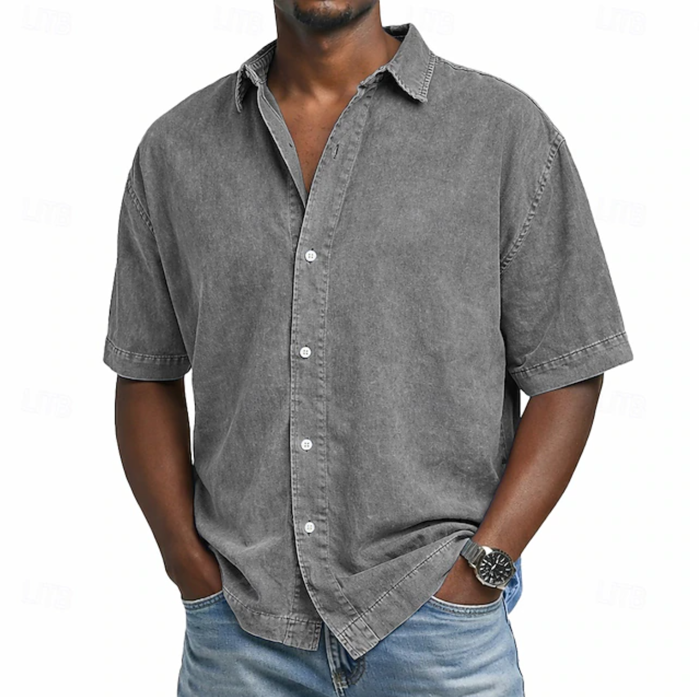 LAURENT MONACO | CHEMISE EN COTON À EFFET ACIDE POUR HOMMES