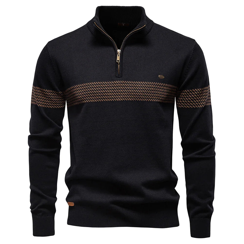 LAURENT MONACO | PULL CLASSIQUE EN MAILLE DEMI-ZIP POUR HOMME