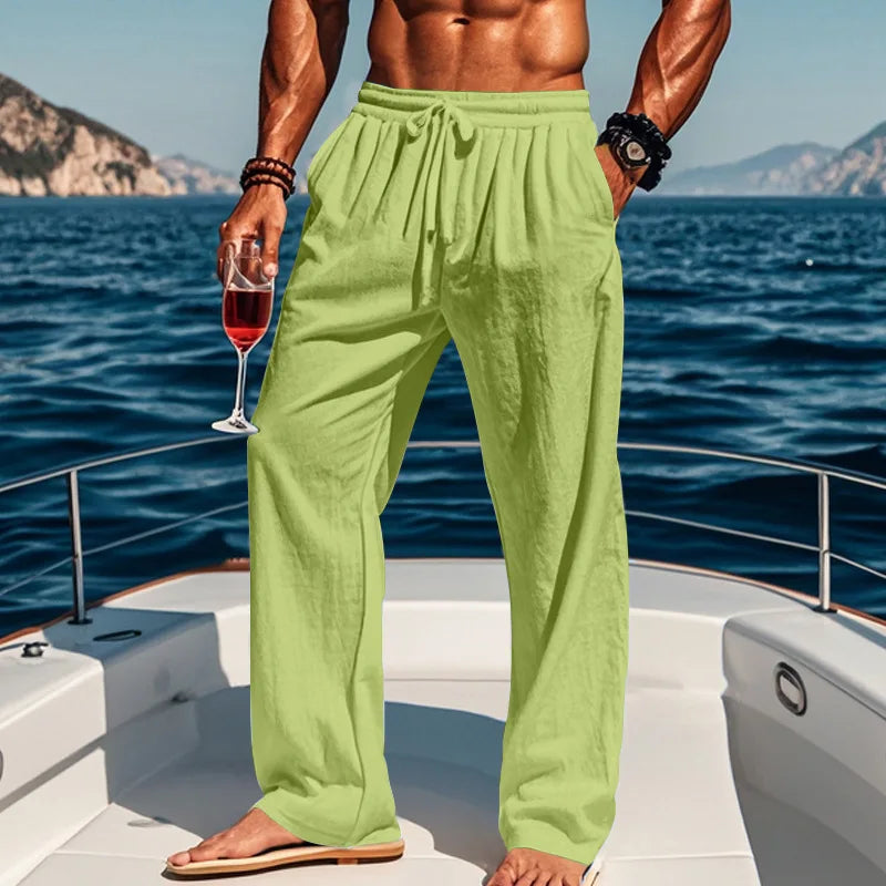 LAURENT MONACO | PANTALON LIN AZUR POUR HOMME