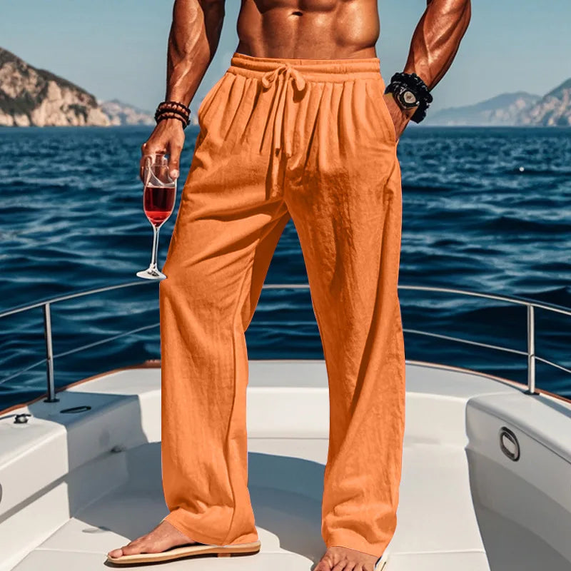 LAURENT MONACO | PANTALON LIN AZUR POUR HOMME