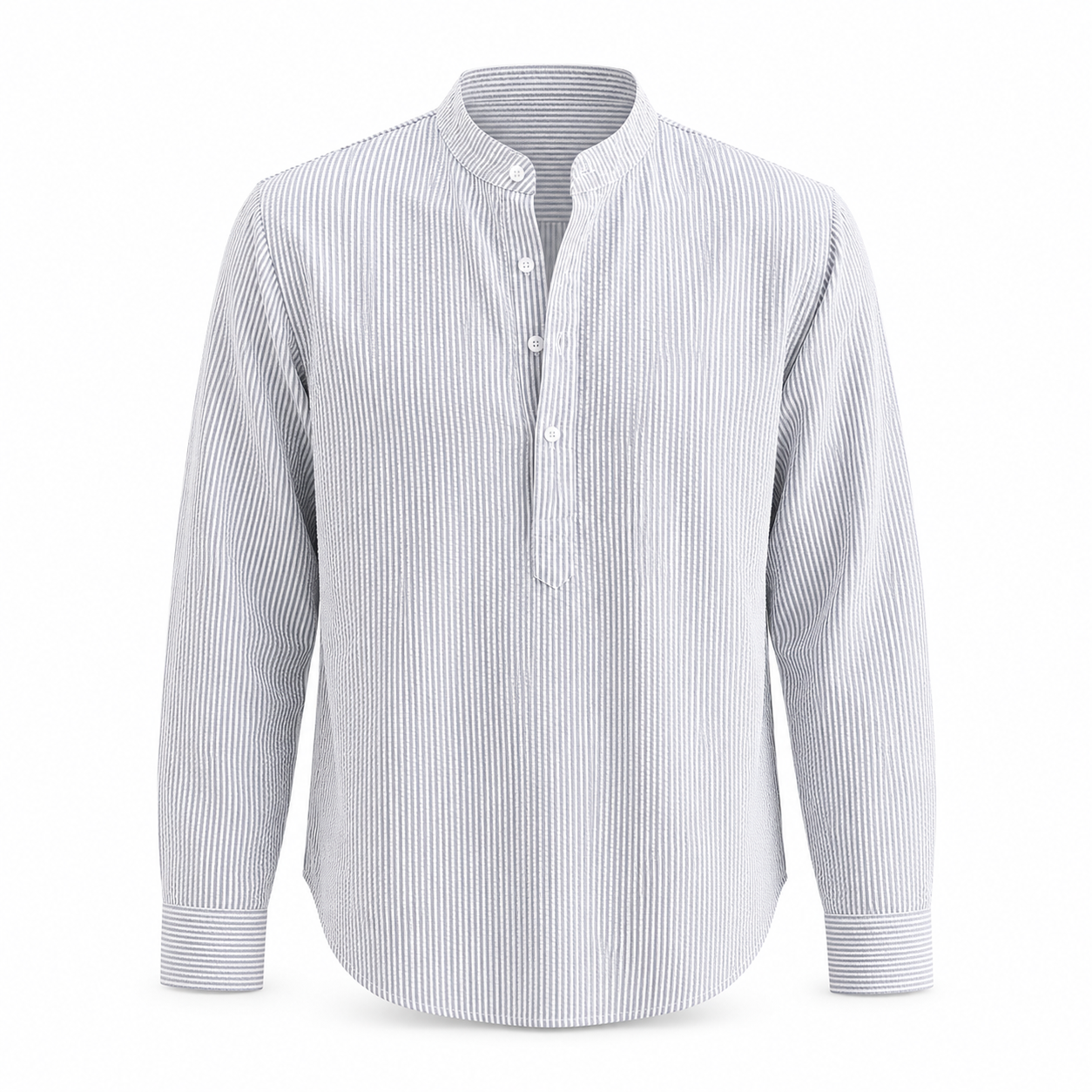 LAURENT MONACO | CHEMISE À COL MONTANT À RAYURES POUR HOMMES