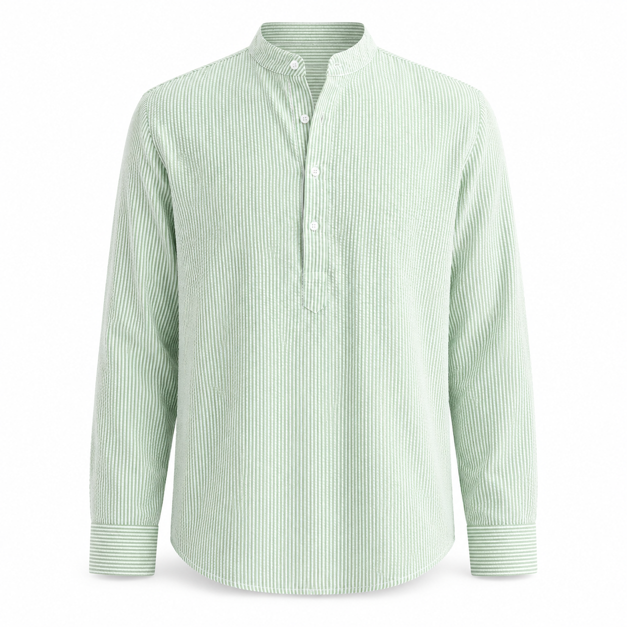 LAURENT MONACO | CHEMISE À COL MONTANT À RAYURES POUR HOMMES