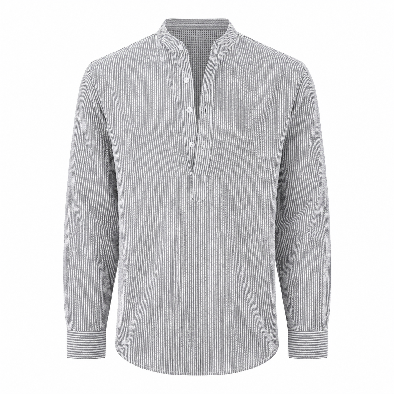 LAURENT MONACO | CHEMISE À COL MONTANT À RAYURES POUR HOMMES