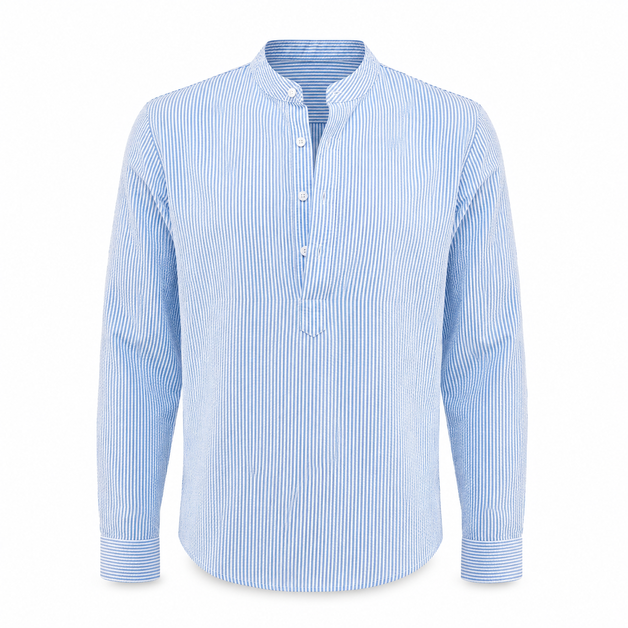 LAURENT MONACO | CHEMISE À COL MONTANT À RAYURES POUR HOMMES