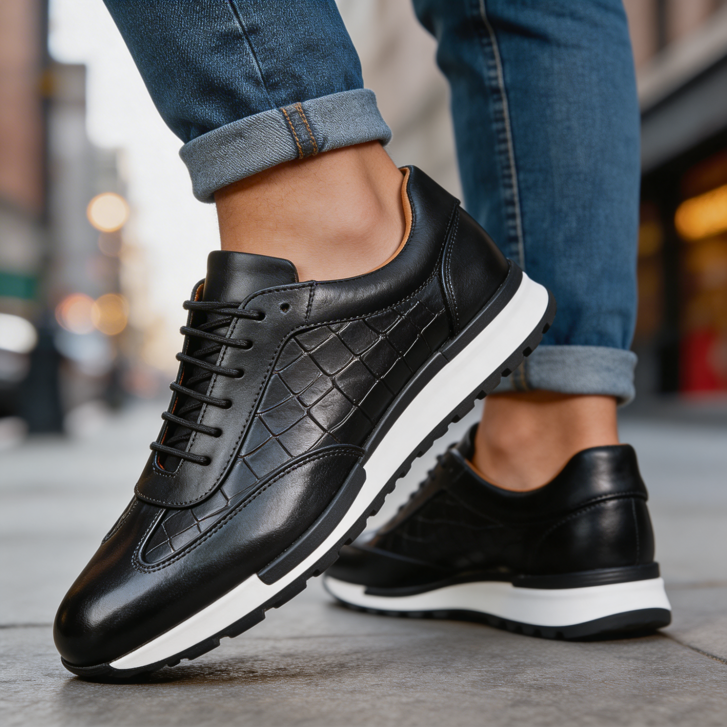 LAURENT MONACO | BASKETS POUR HOMMES EN CUIR DE VACHE TEXTURÉ