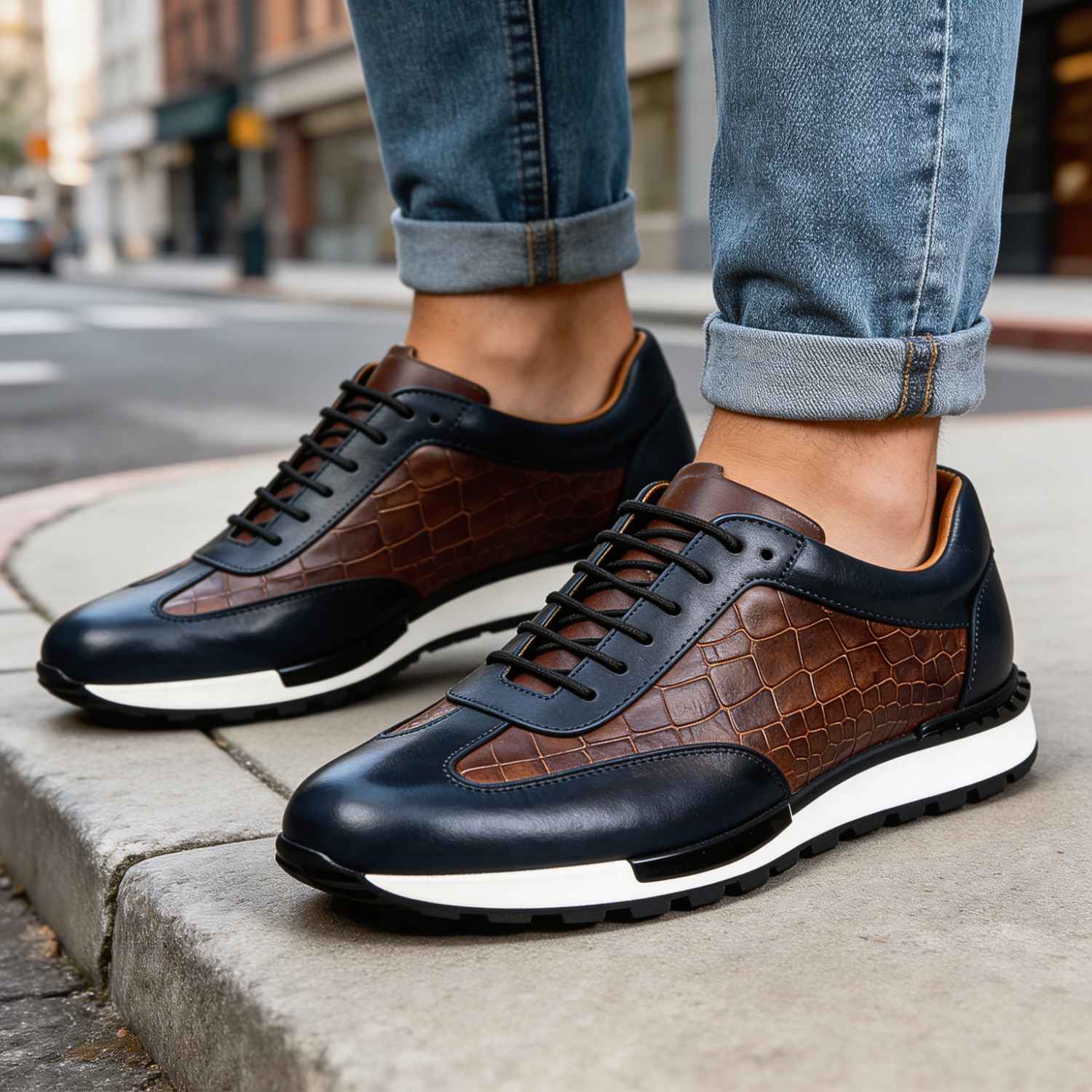 LAURENT MONACO | BASKETS POUR HOMMES EN CUIR DE VACHE TEXTURÉ