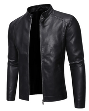 LAURENT MONACO | VESTE EN CUIR AVEC COL MONTANT