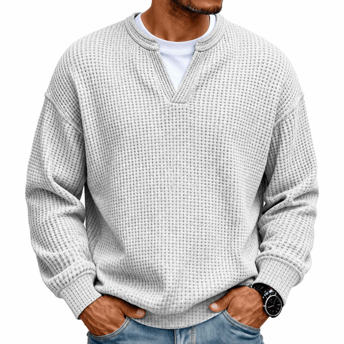 LAURENT MONACO | PULL EN MAILLE GAUFFRÉE POUR HOMMES