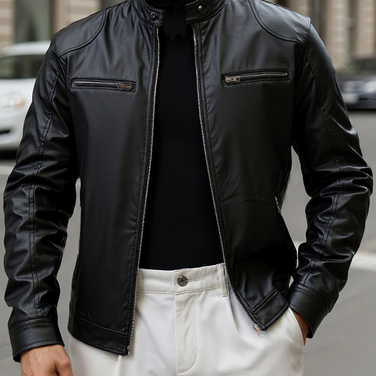 LAURENT MONACO | VESTE À COL DRAIT ET FERMETURE ÉCLAIR POUR HOMMES