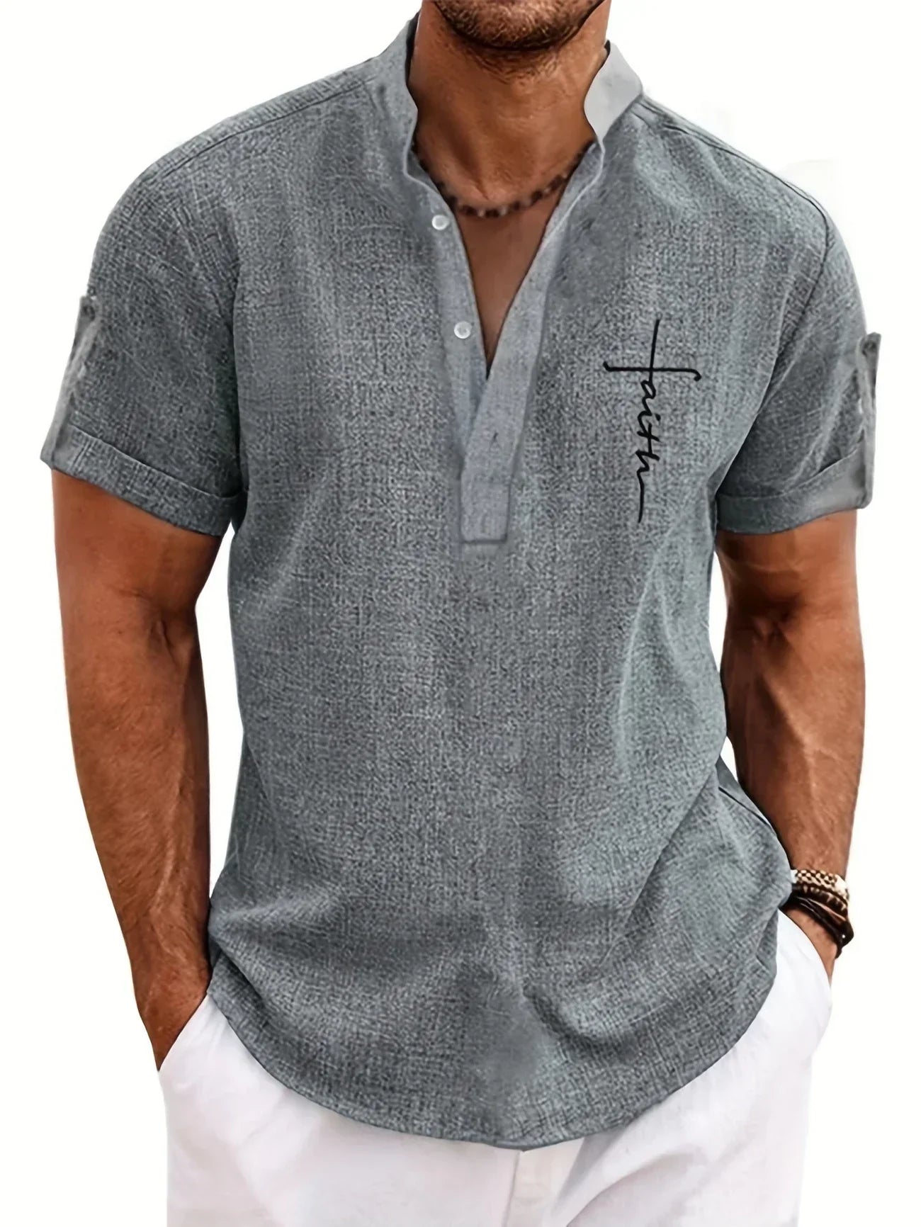 LAURENT MONACO | CHEMISE À COL MONTANT POUR HOMMES