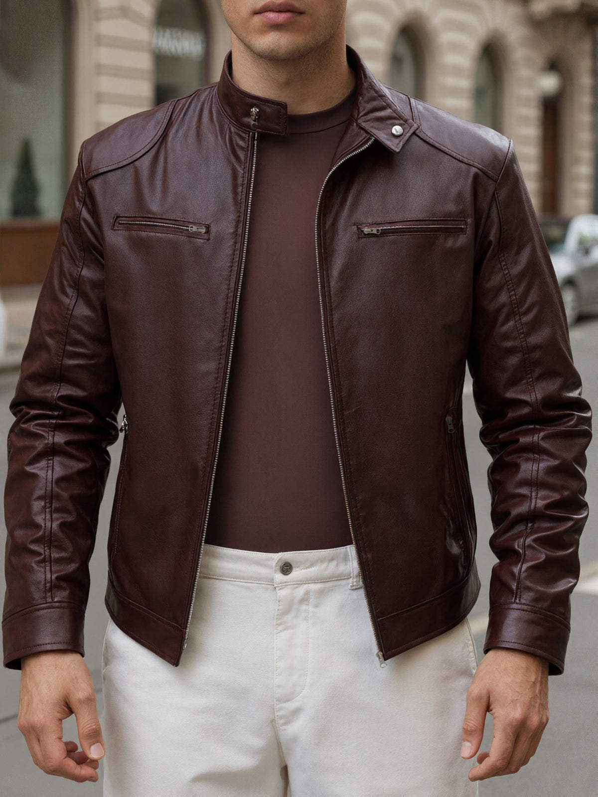 LAURENT MONACO | VESTE À COL DRAIT ET FERMETURE ÉCLAIR POUR HOMMES