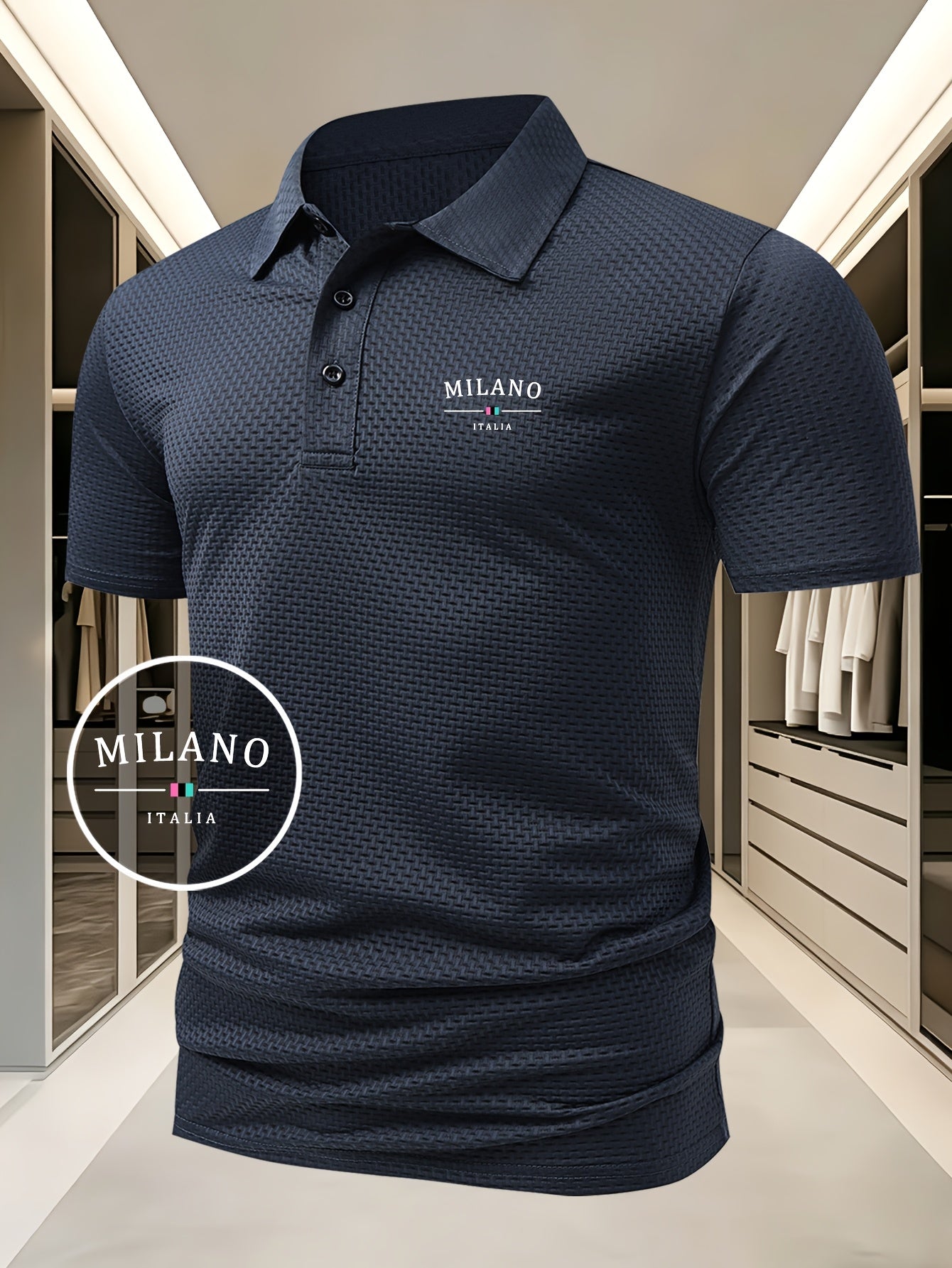 LAURENT MONACO | POLO EN MAILLE GÉOMÉTRIQUE POUR HOMMES