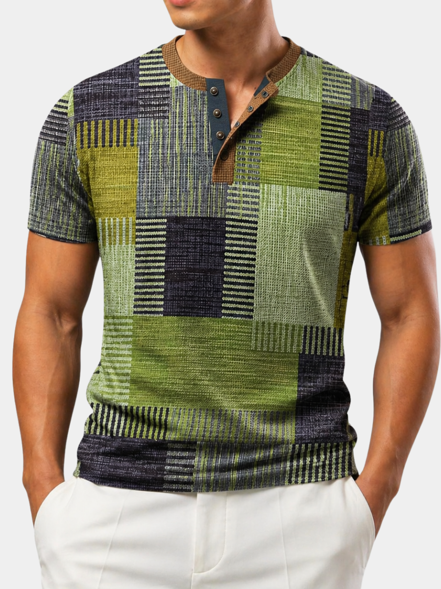 LAURENT MONACO | T-SHIRT ÉLÉGANT IMPRIMÉ PATCHWORK POUR HOMMES