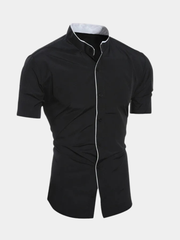 LAURENT MONACO | CHEMISE À MANCHES COURTES COL MONTANT POUR HOMME