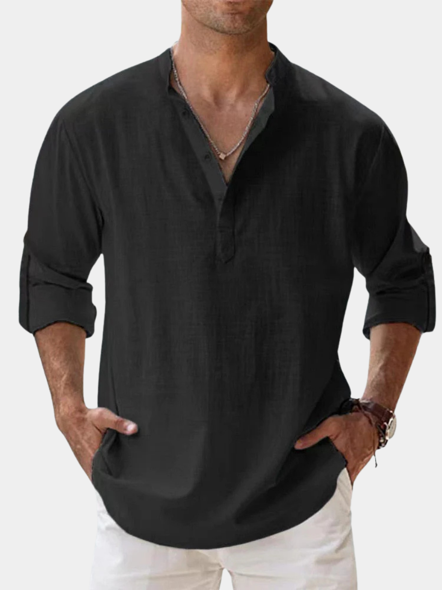 LAURENT MONACO | CHEMISE MINIMALISTE À COL MANDARIN POUR HOMME