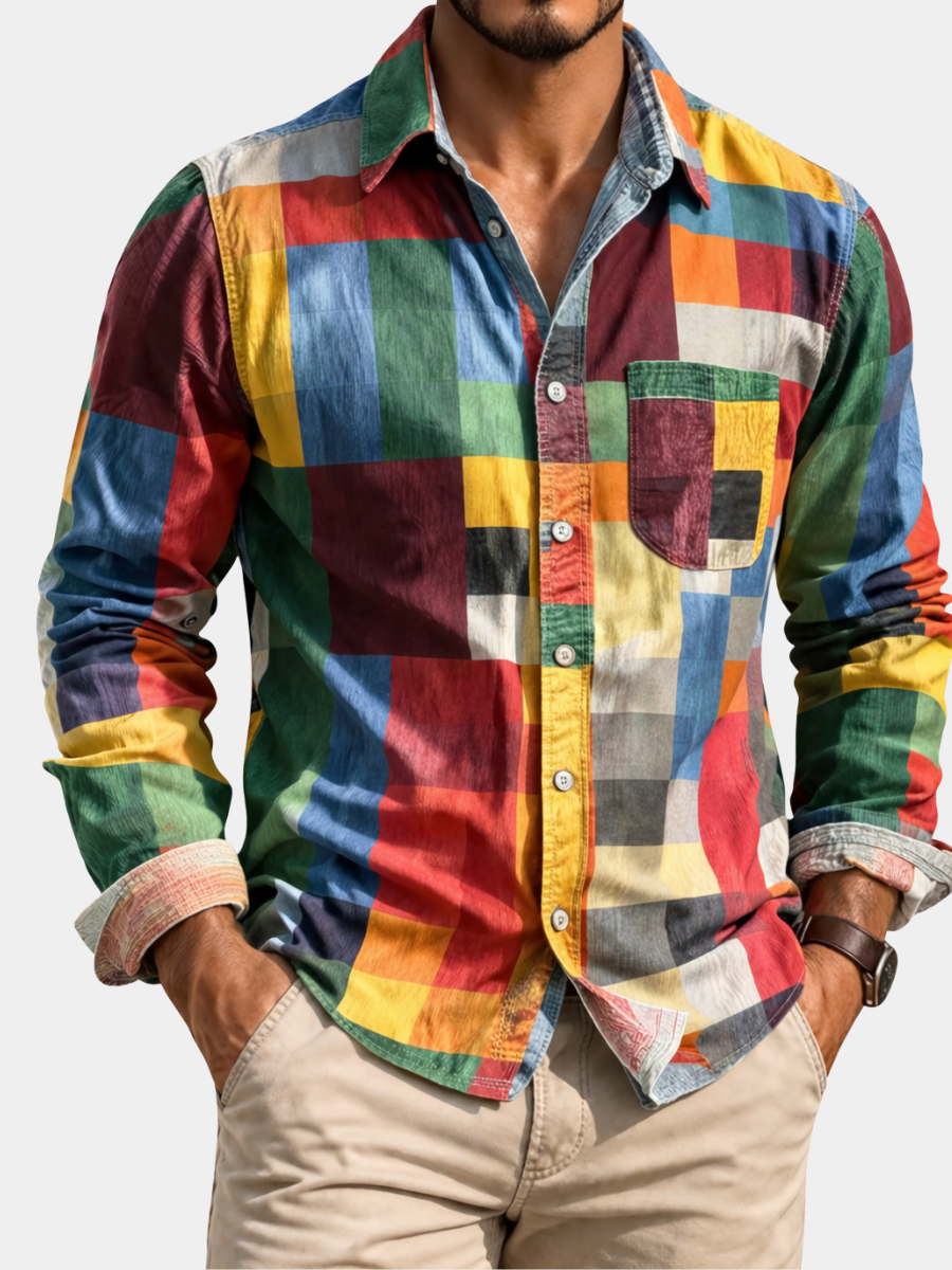 LAURENT MONACO | CHEMISE À MANCHES LONGUES SIGNATURE MOSAIQUE POUR HOMME